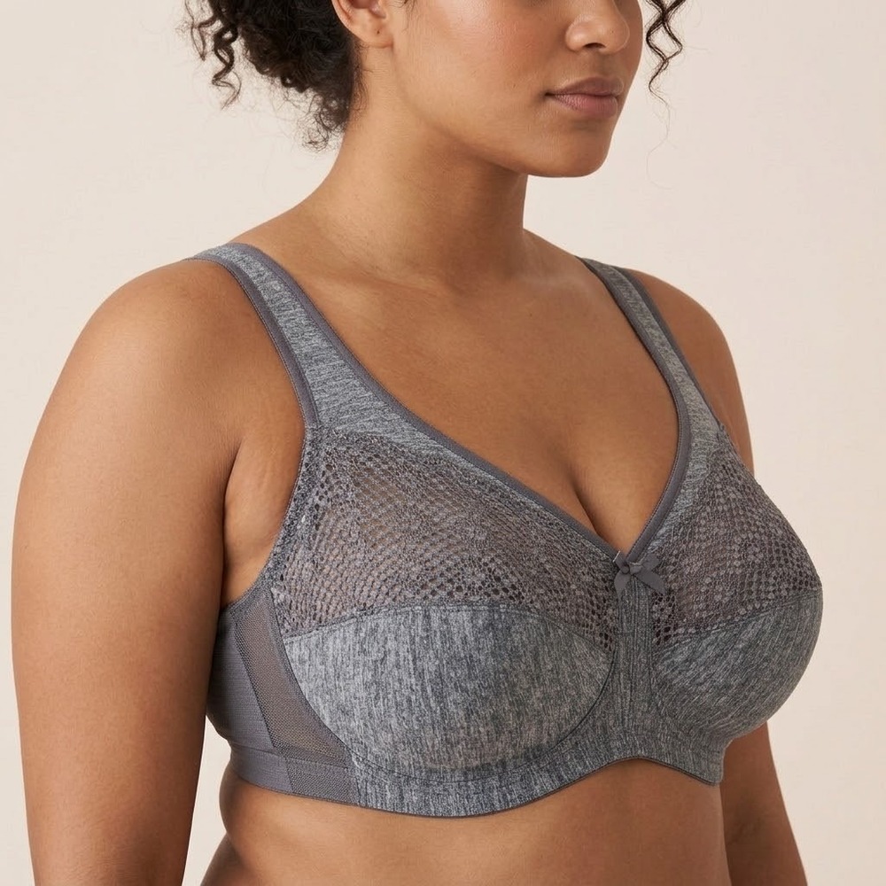 Glamorise Full Figure Bra 44C Gray Support Wireless Wire Free Comfort Everyday